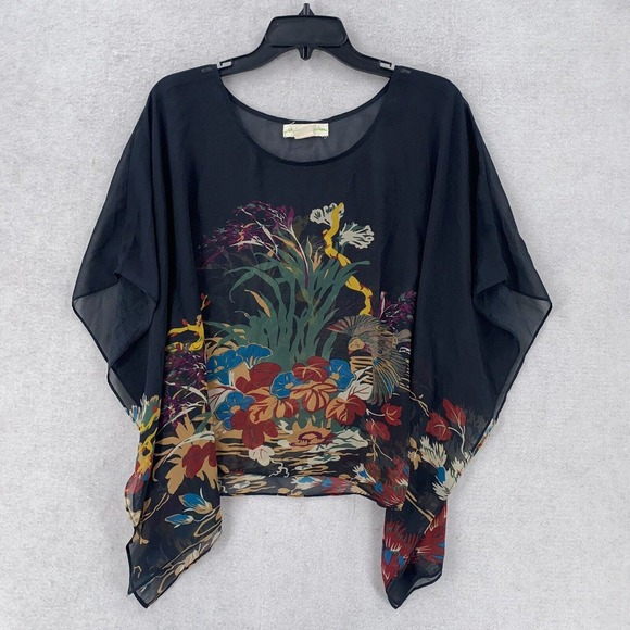 Staring at Stars Women Art To Wear Kimono Cover Up Sheer Chiffon Arm Holes Small - Picture 1 of 8